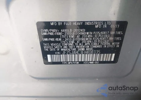 2014 Subaru Forester 2.5I Limited from USA, damaged, VIN JF2SJAHC3EH408335